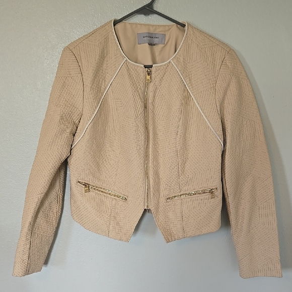 Marc New York Andrew Marc Cream Faux Leather Jacket Size Medium - Picture 1 of 8